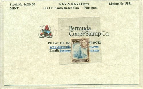 KGV & KGVI Flaws, Sandy beach flaw -KGF55
