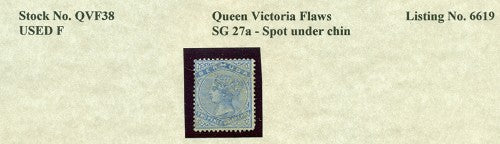 Queen Victoria Flaws Spot under chin SG-27a QVF 38