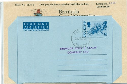 1978 July 12c flower royal blue on blue - used