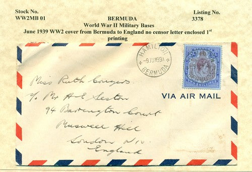 Cover from Bermuda to England