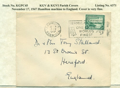 KGV & KGVI Parish Covers Hamilton November 17, 1947 KGPC 45