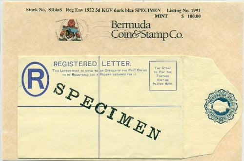 1922 Reg.Env. KGV3d Specimen