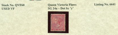 Queen Victoria Flaws dot by 'y' SG-24a QVF 60