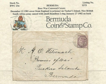December 13 1901 cover from England to prisoner on Tucker's Island