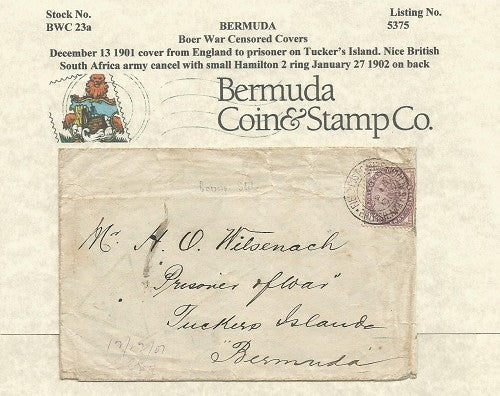December 13 1901 cover from England to prisoner on Tucker's Island