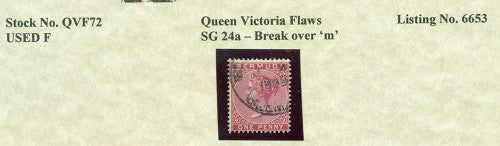 Queen Victoria Flaws Break over 'm' SG-24a QVF 72