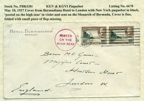 Paquebot Mail from May 10, 1937 PBM 81