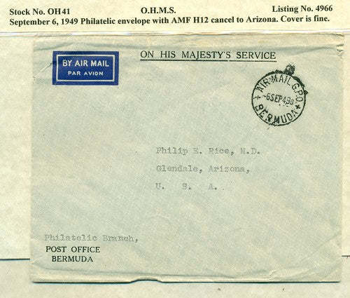 OHMS Philatelic Branch September 6, 1949