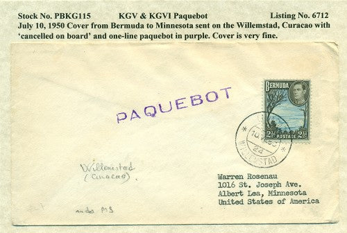 Paquebot Mail from July 10, 1950 PBM 115