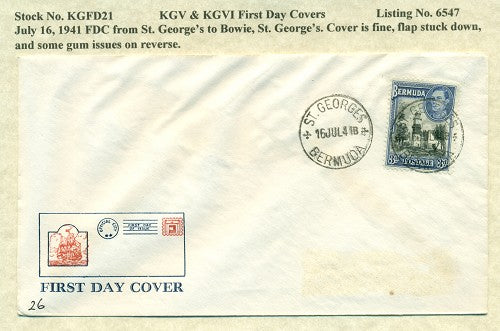 KGV & KGVI FDC Covers 7/16/1941 KG6C 21