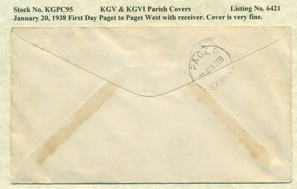KGV & KGVI Parish Covers Paget January 20, 1938 KGPC 95