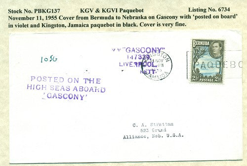 Paquebot Mail from November 11, 1955 PBM 137
